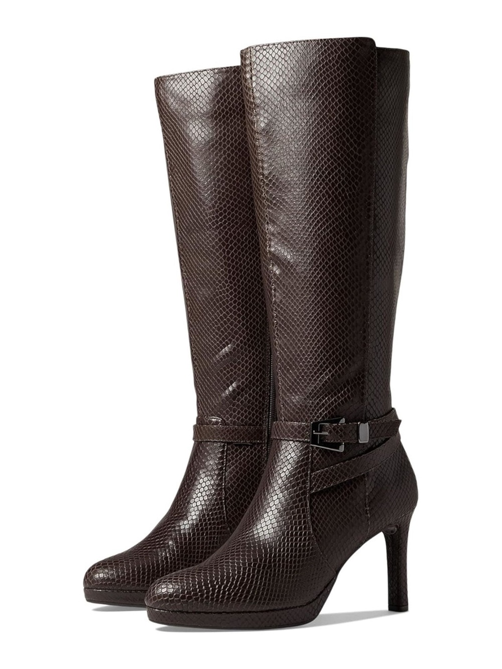 Naturalizer Dark Brown Textured Over-the-Knee Heeled Boots